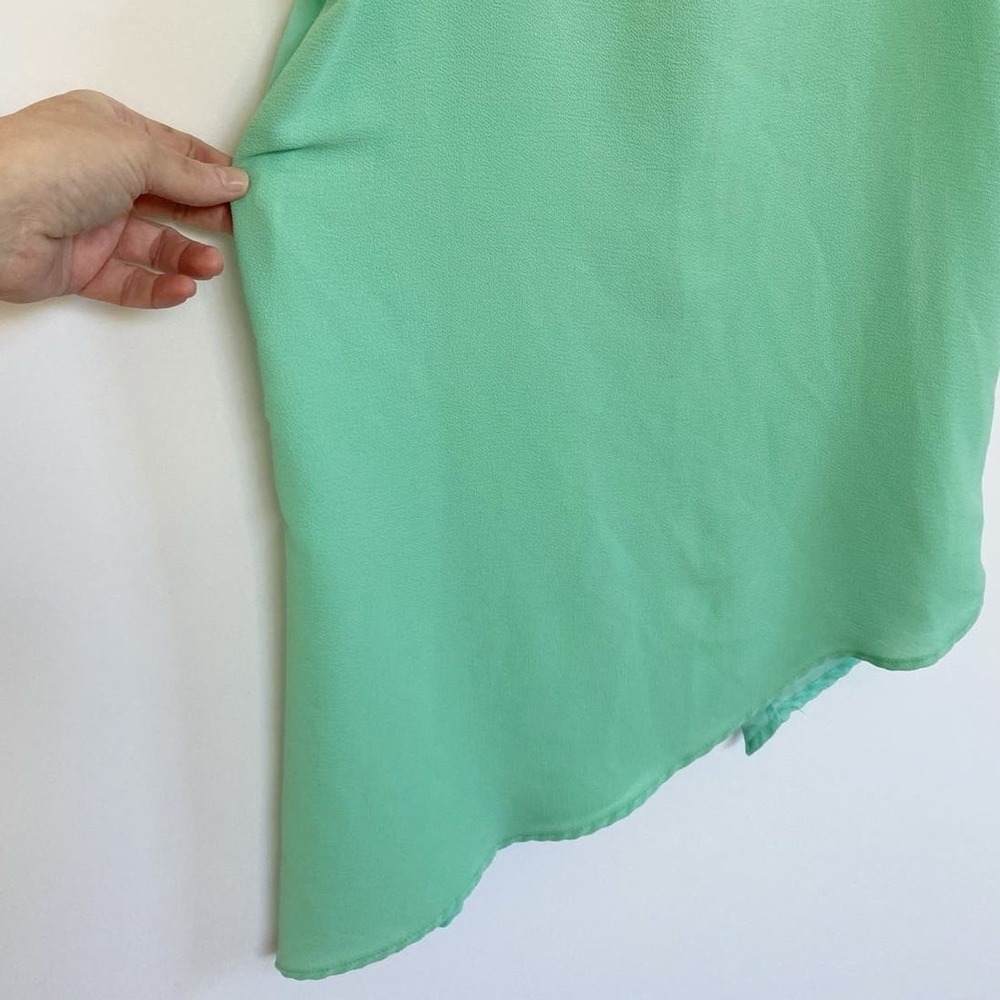 Gibson Womens Mint Green Sleeveless Asymmetrical Hem Layered Back Blouse Top - Picture 6 of 8